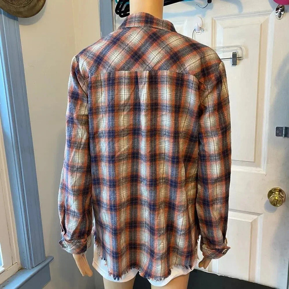 Democracy Plaid Button Up Casual Shirt Shacket Women Size S-L Pockets - Picture 5 of 8